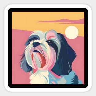 Retro Bearded Collie: Pastel Pup Revival Sticker